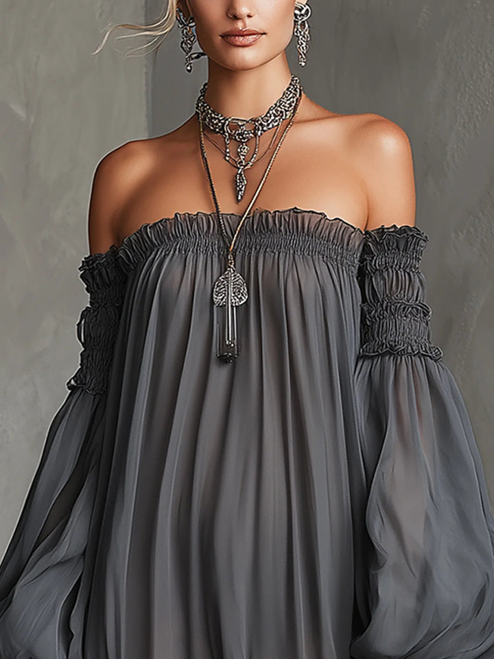 Vera | Robe Maxi Transparente à Épaules Dénudées