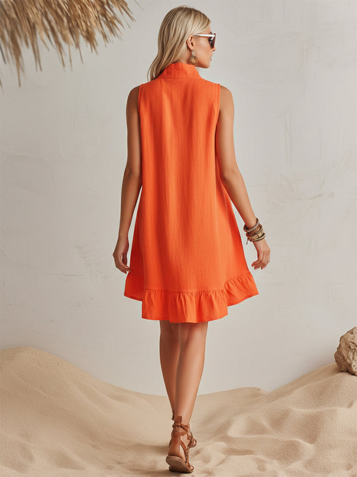 Robe Mini en Mélange Coton-Lin