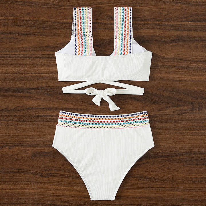 Haut de Bikini Croisé et Slip Modélisant à Taille Haute