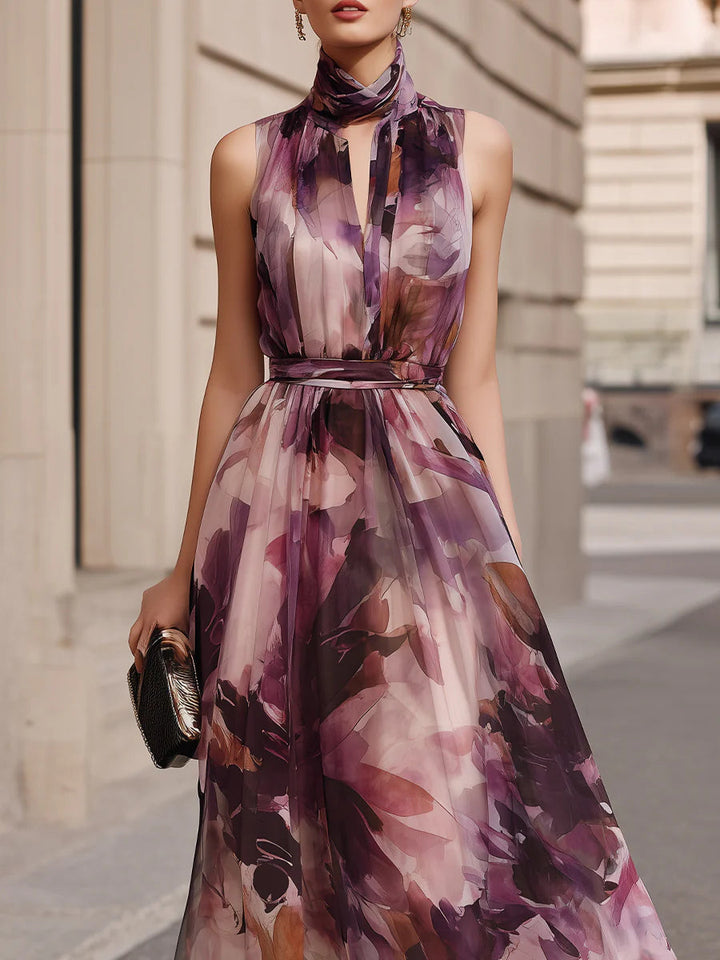 Rosalie | Robe Maxi en Chiffon Aquarelle