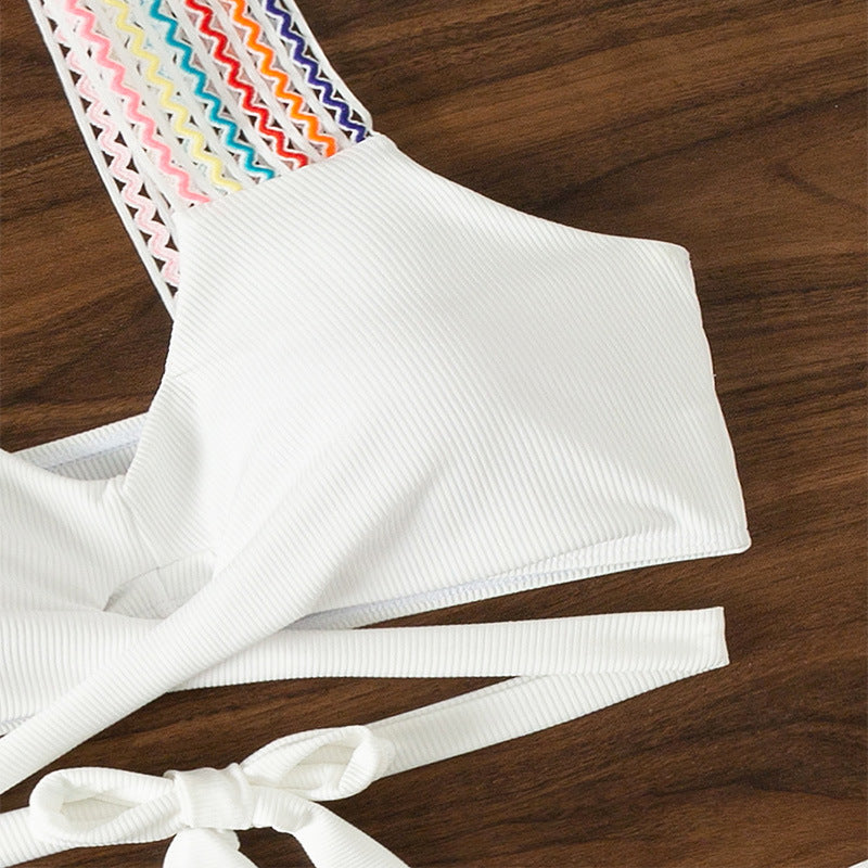 Haut de Bikini Croisé et Slip Modélisant à Taille Haute
