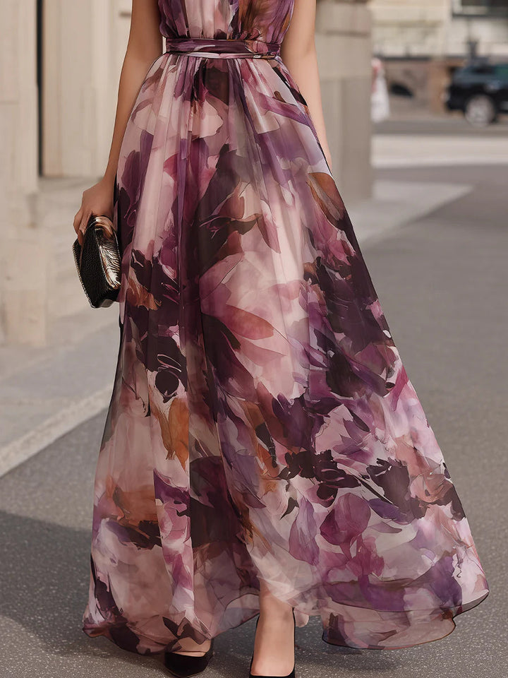 Rosalie | Robe Maxi en Chiffon Aquarelle