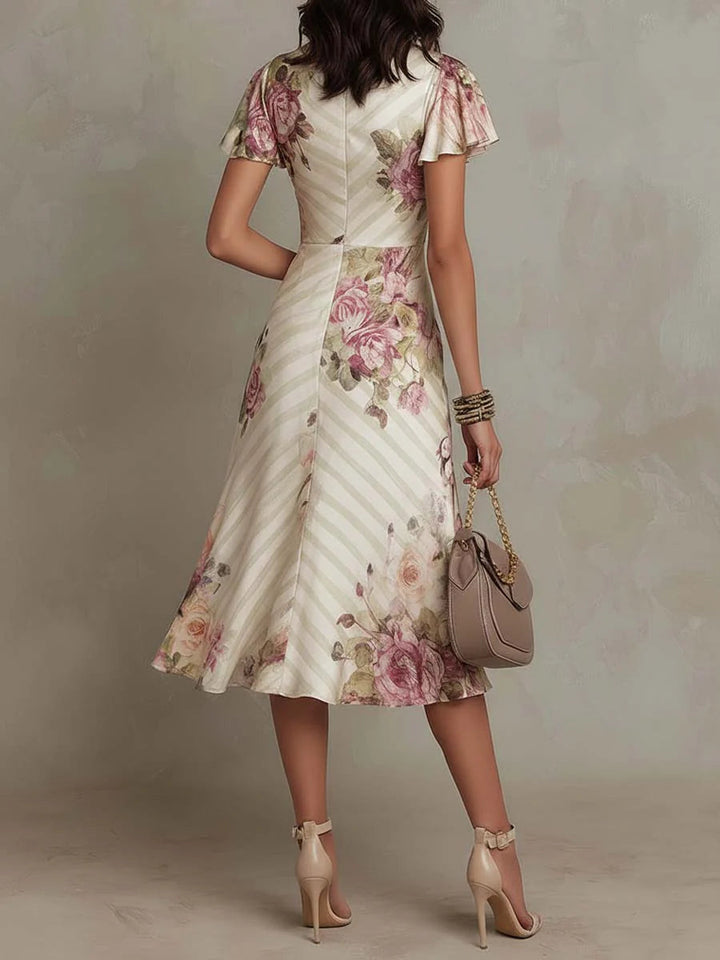 Elena | Robe Midi Fleurie Enveloppante