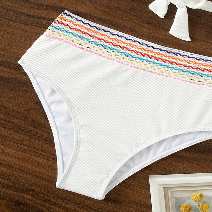 Haut de Bikini Croisé et Slip Modélisant à Taille Haute