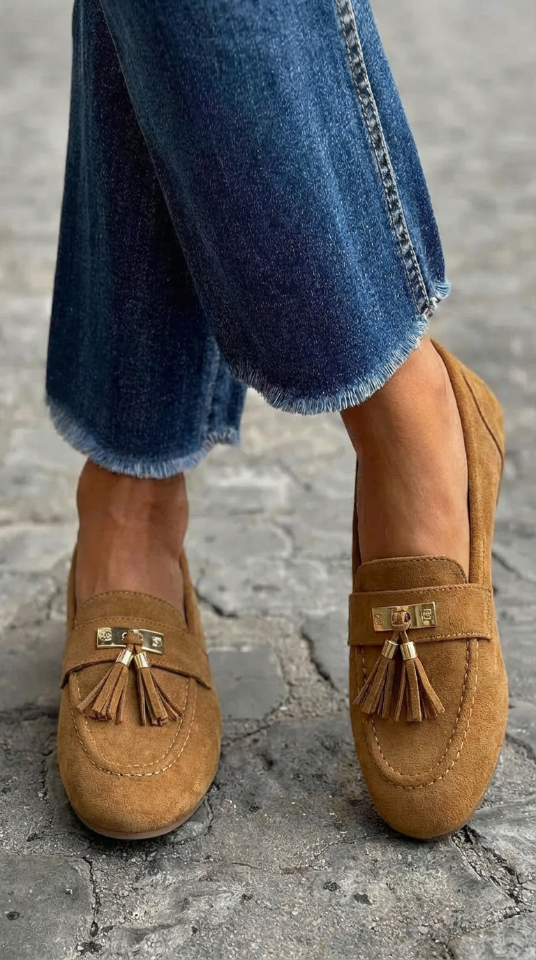 Racheli™ | Mocassin à pampilles en daim classique