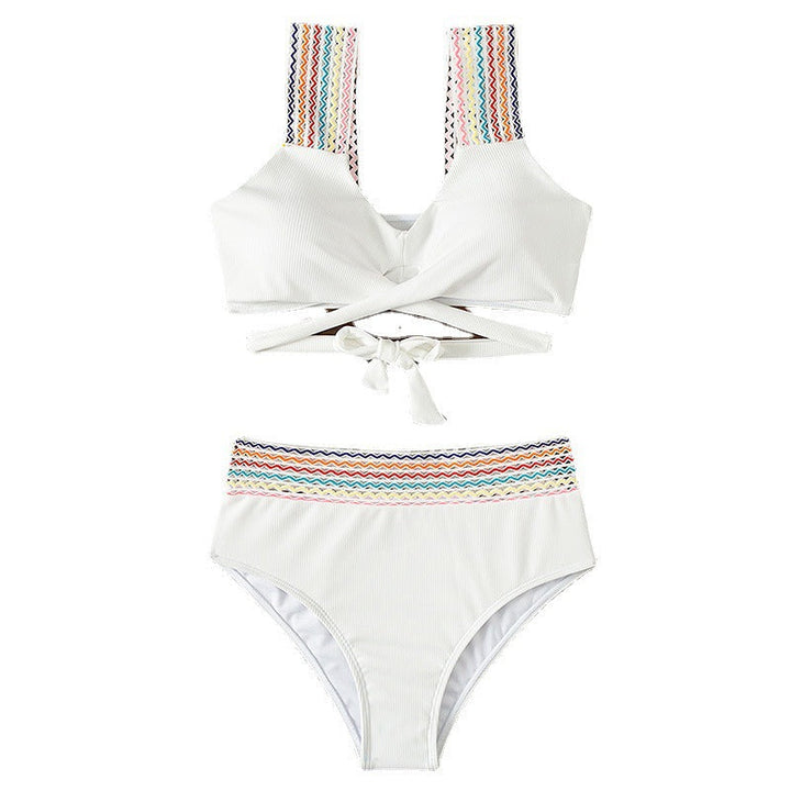 Haut de Bikini Croisé et Slip Modélisant à Taille Haute
