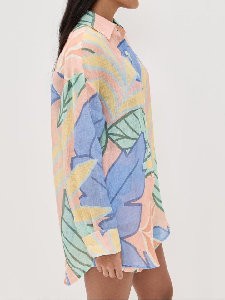 Amandine | Ensemble Court Imprimé Feuille Tropicale