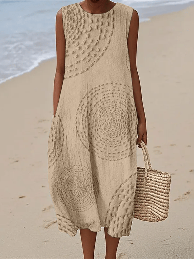 Robe Décontractée Sans Manches à Col Rond