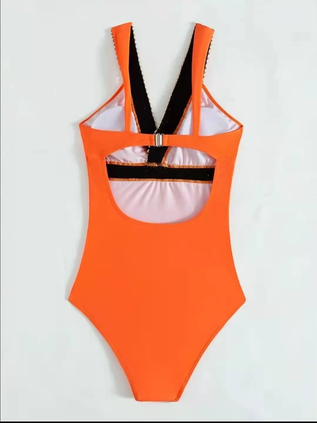 Maillot de bain décolleté en V avec détail doré