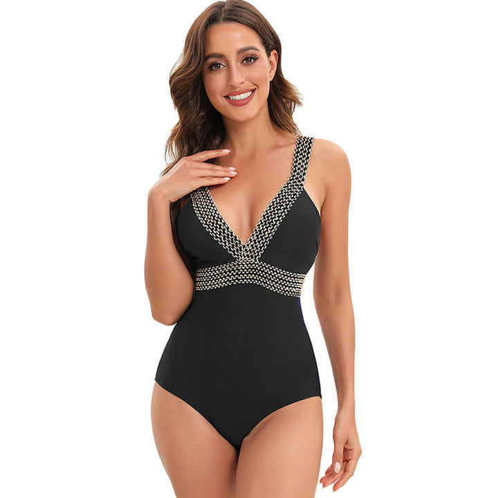 Maillot de bain décolleté en V avec détail doré