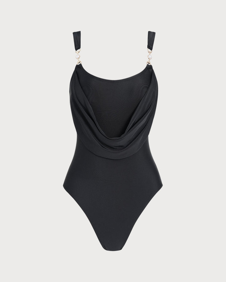 Maillot de Bain Bandeau Noir à Encolure U