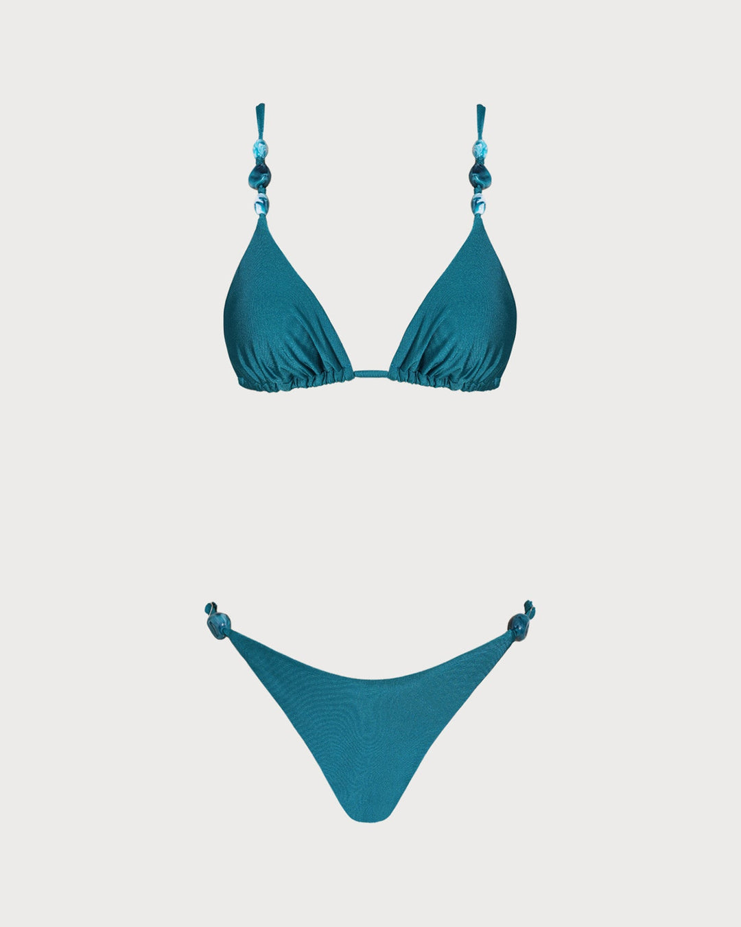 Ensemble de Bikini Triangle Froncé Turquoise