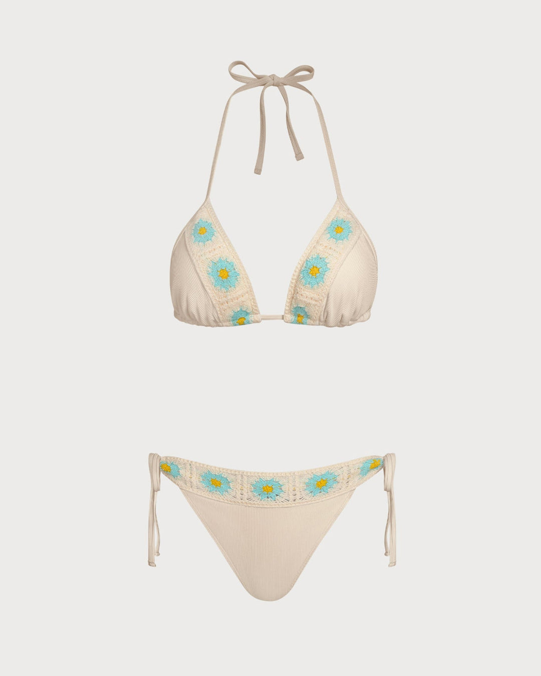 Ensemble de Bikini Triangle Contrastant en Khaki