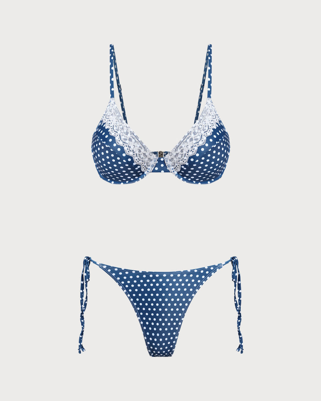 Ensemble de Bikini à Armatures à Pois Bleus