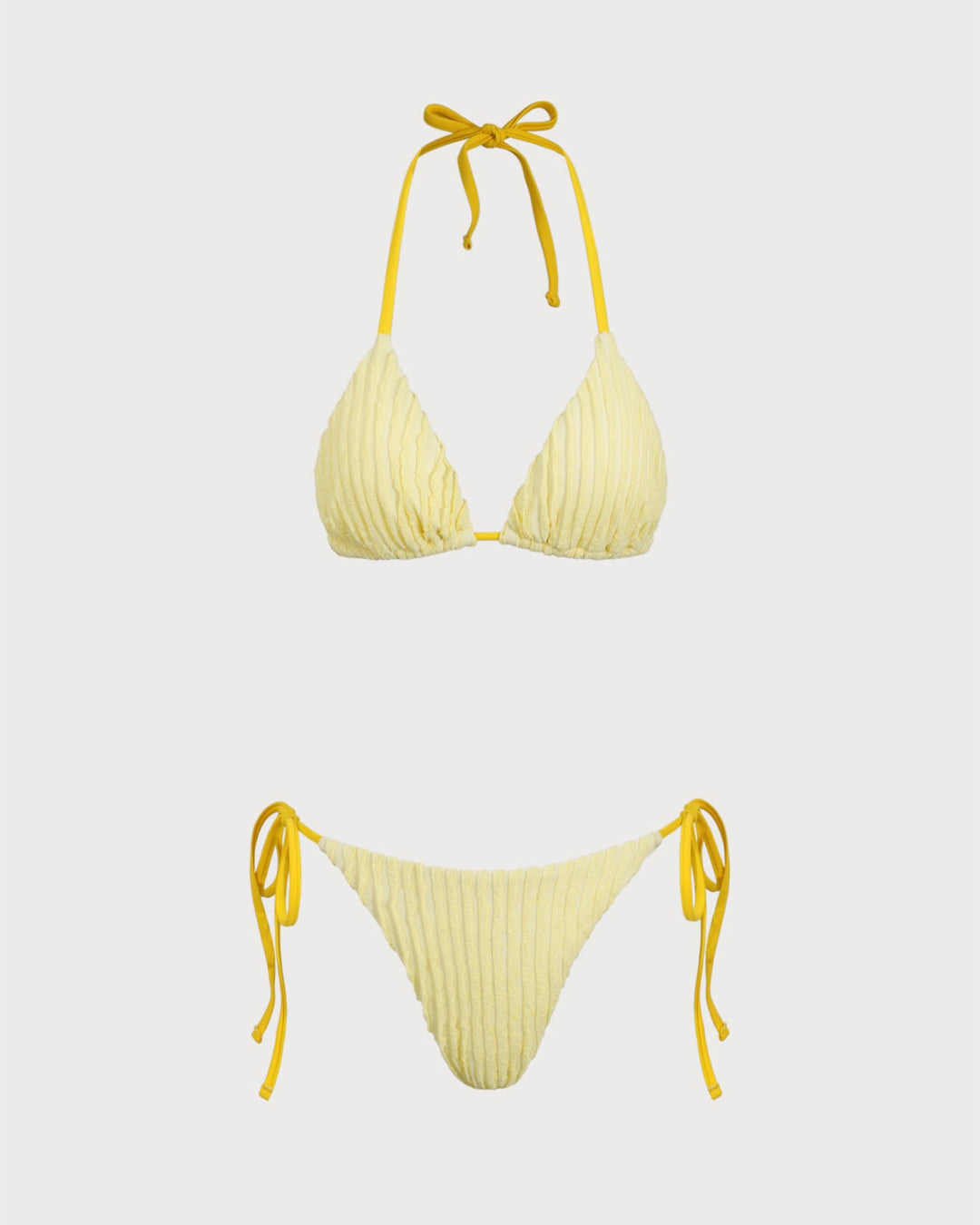 Ensemble de Bikini Triangle Jaune avec Harnais