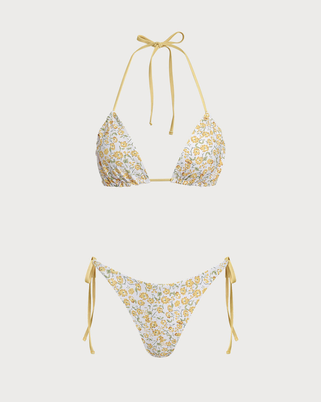 Ensemble de Bikini Triangle Floral Jaune