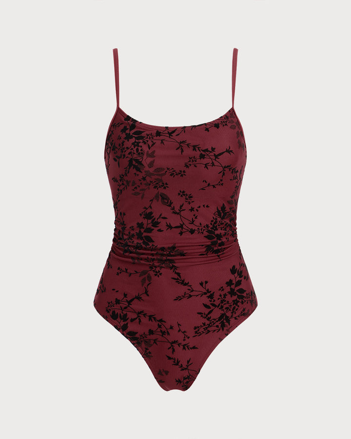 Maillot de bain une pièce floral rouge