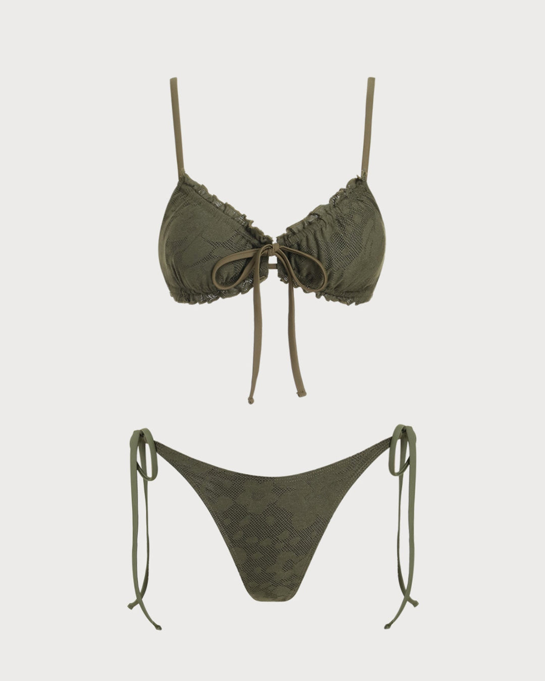 Ensemble de Bikini Jacquard Vert Armée