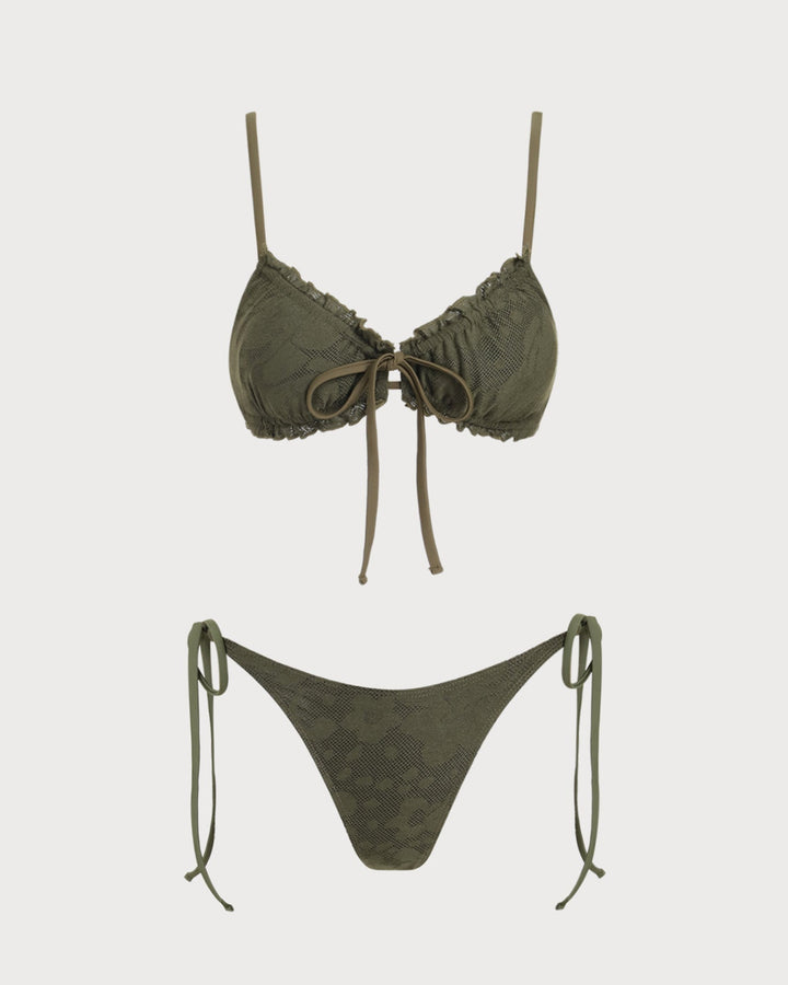 Ensemble de Bikini Jacquard Vert Armée