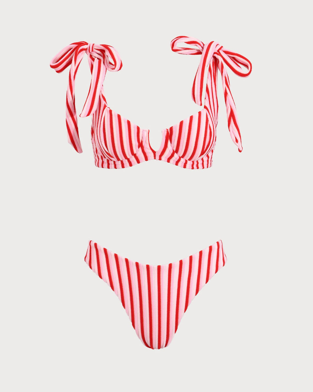 Ensemble de Bikini Rayé Rose