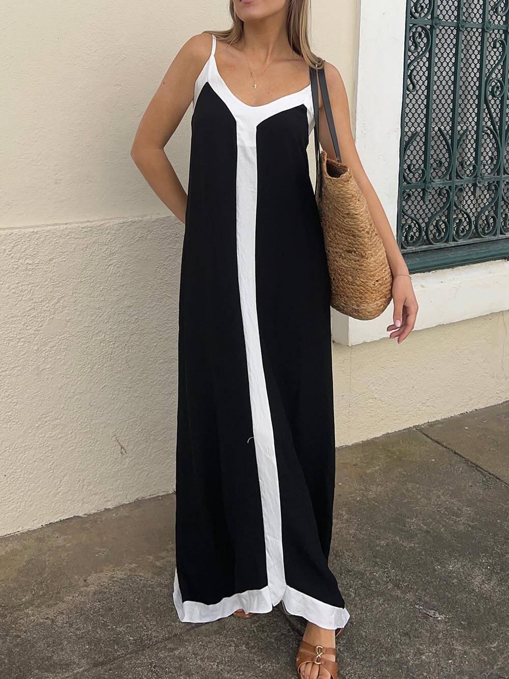Nancy | Robe Midi Colorblock Lavechic Style Île