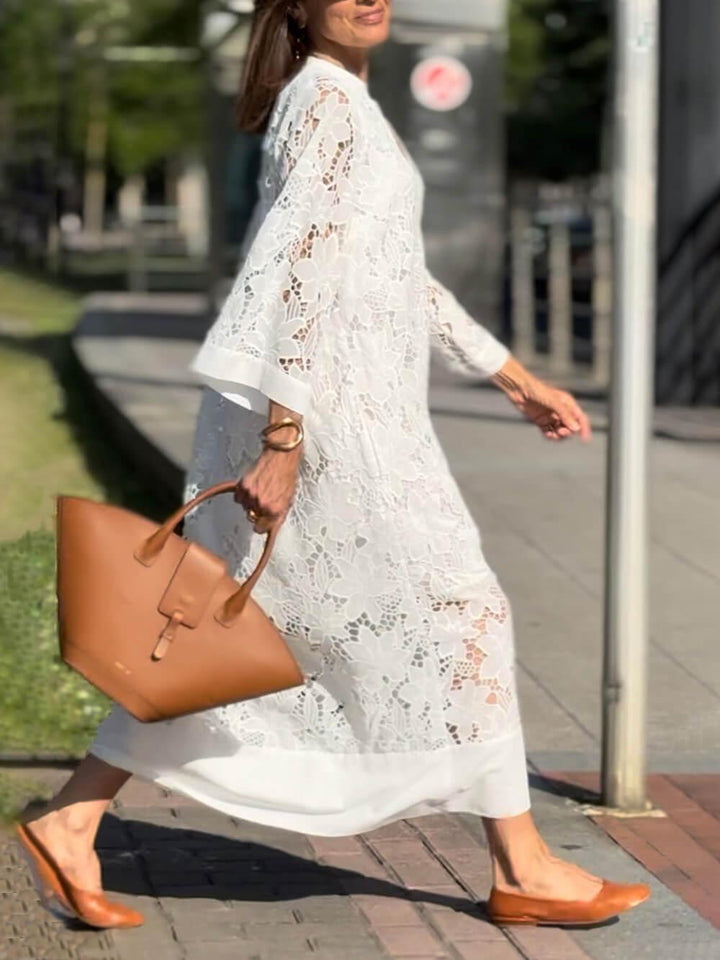 Willow | Robe Midi V-Neck Fleurs Glam de Plage