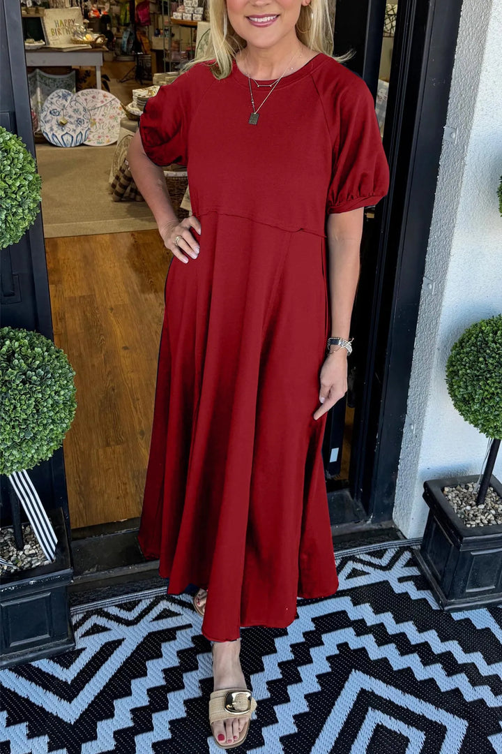 Robe Maxi Chic à Manches Bouffantes