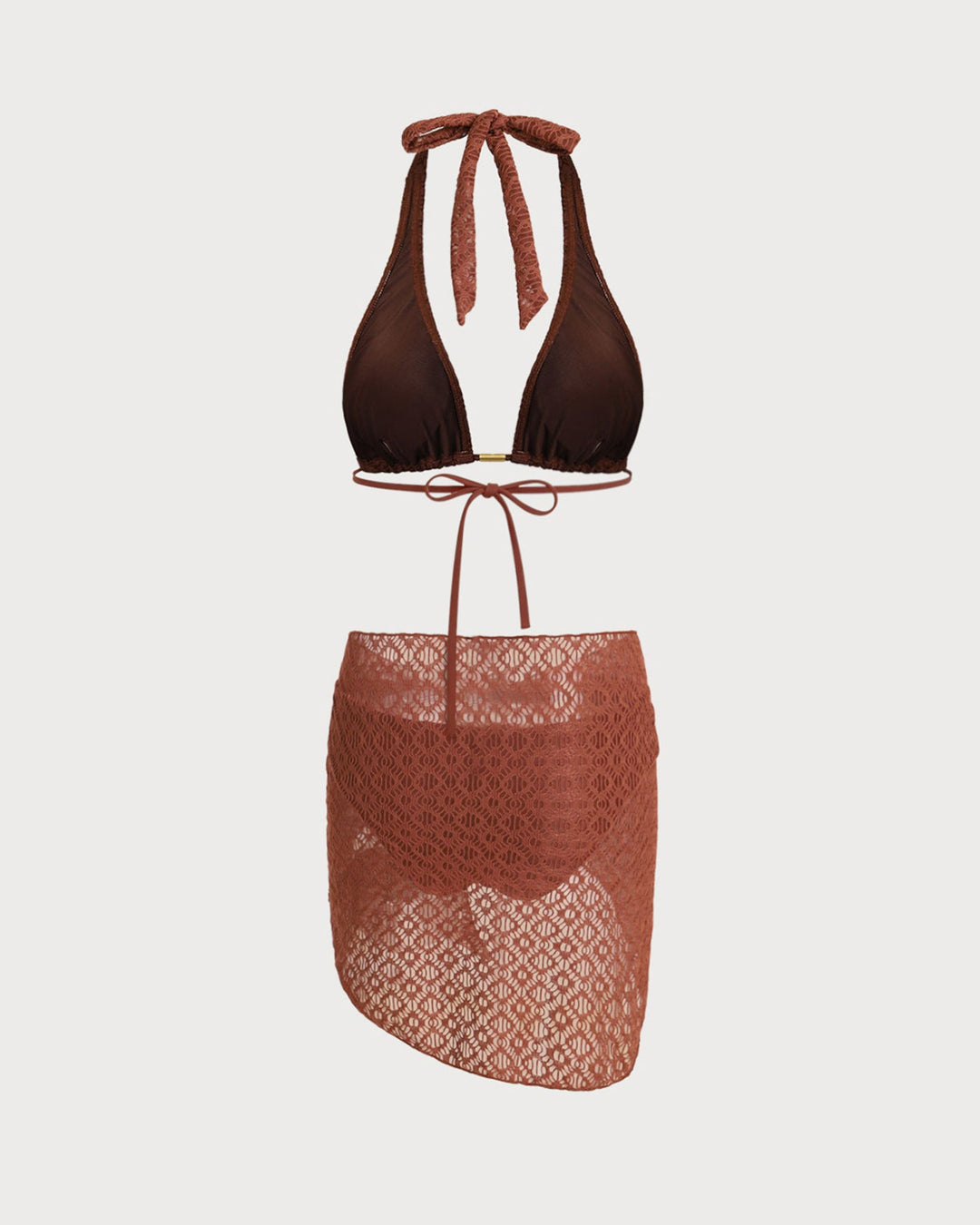 Ensemble de Trois Pièces Jacquard Marron