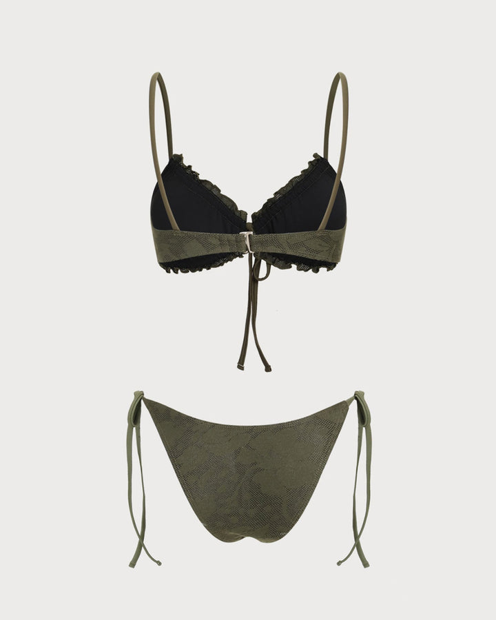 Ensemble de Bikini Jacquard Vert Armée