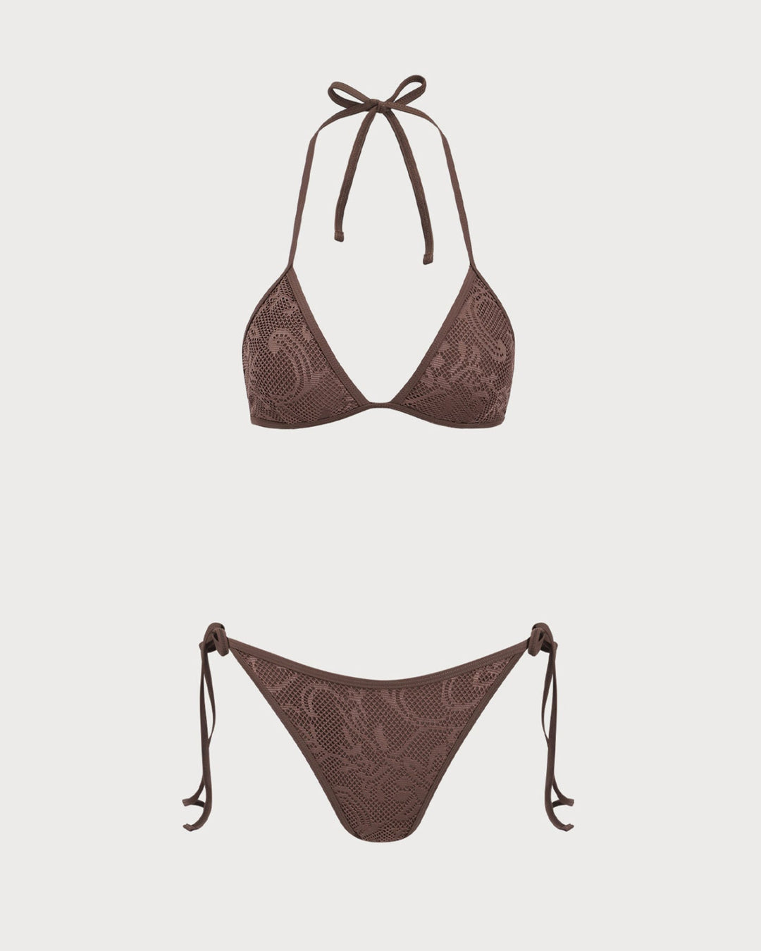 Maillot de bain halter texturé marron