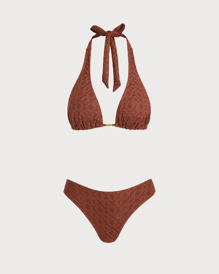 Ensemble de Trois Pièces Jacquard Marron