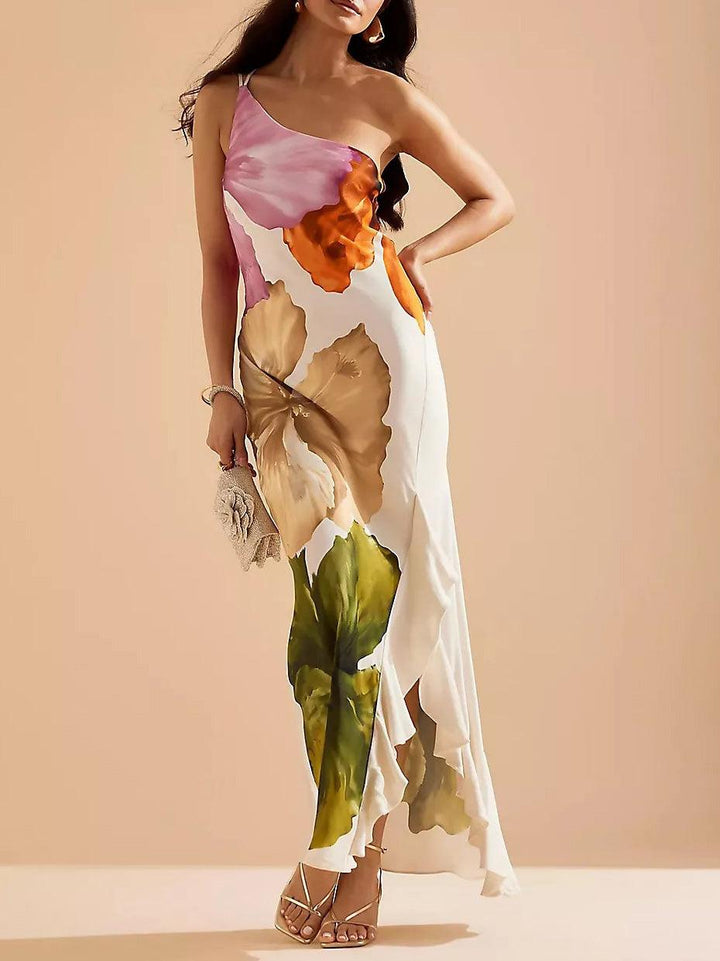 Kira | Robe Maxi ÉléGante à Imprimé Floral Une Épaule