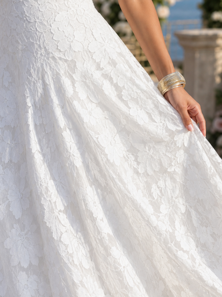 Valenne | Robe Maxi en Dentelle Complète à Bretelles Fines