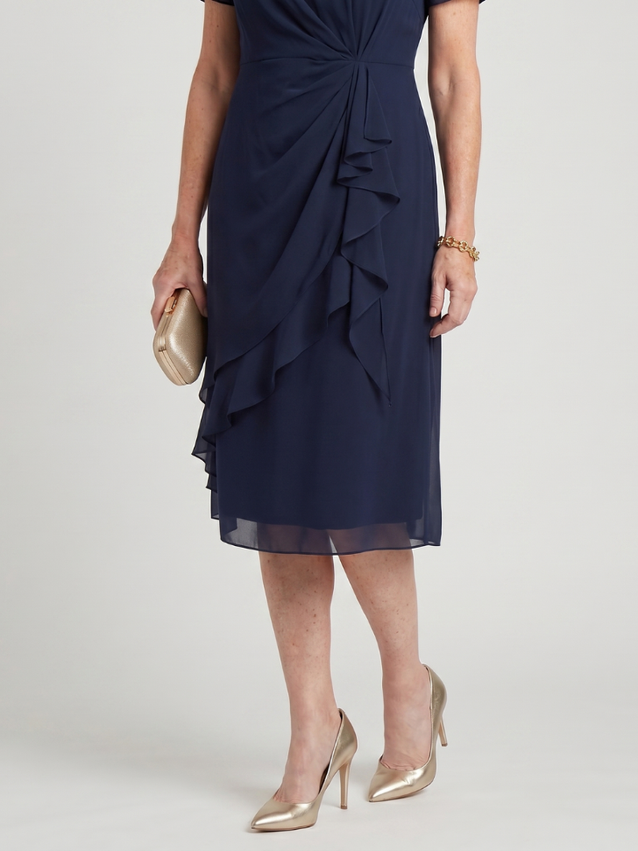 Eira | Robe Midi à Manches Courtes et Ourlet Superposé