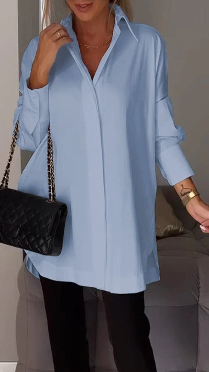 Helvia | Chemise élégante surdimensionnée à manches retroussées