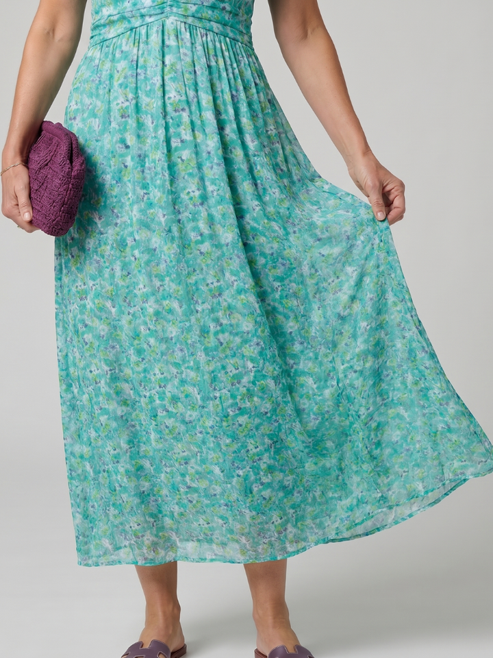 Juna | Robe midi à manches courtes avec imprimé floral