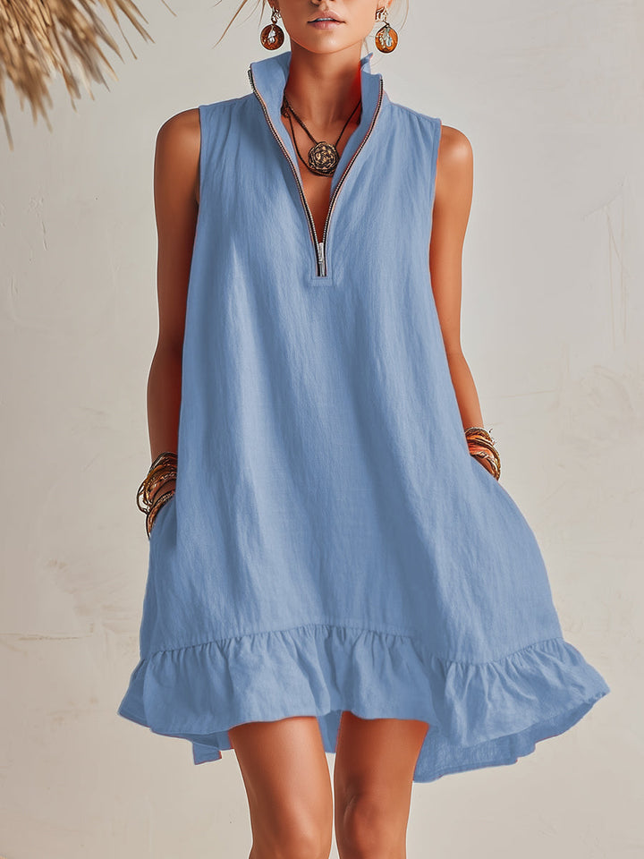 Robe Mini en Mélange Coton-Lin