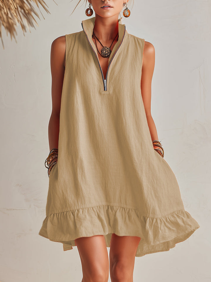 Robe Mini en Mélange Coton-Lin