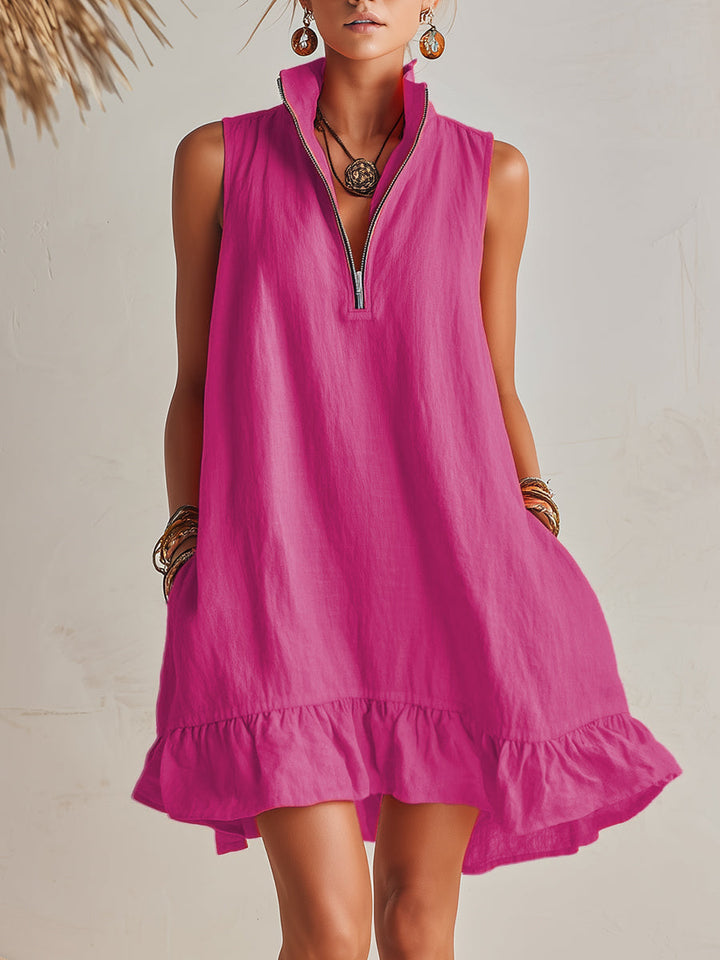 Robe Mini en Mélange Coton-Lin