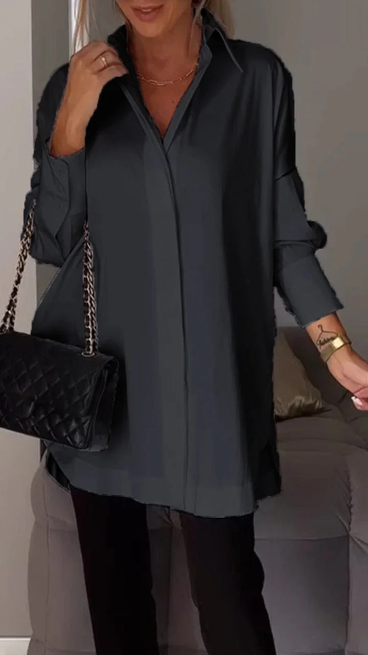 Helvia | Chemise élégante surdimensionnée à manches retroussées