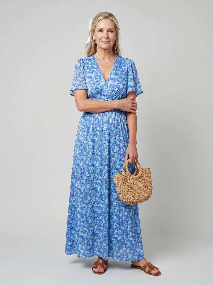 Juna | Robe midi à manches courtes avec imprimé floral