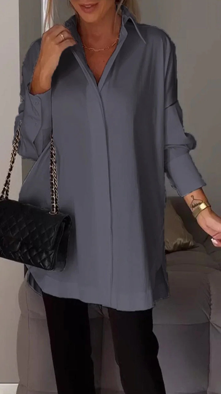 Helvia | Chemise élégante surdimensionnée à manches retroussées