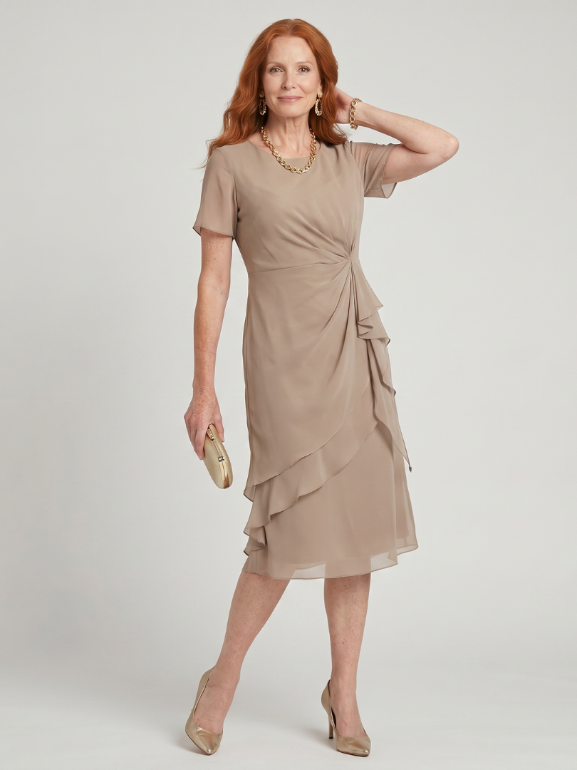 Eira | Robe Midi à Manches Courtes et Ourlet Superposé