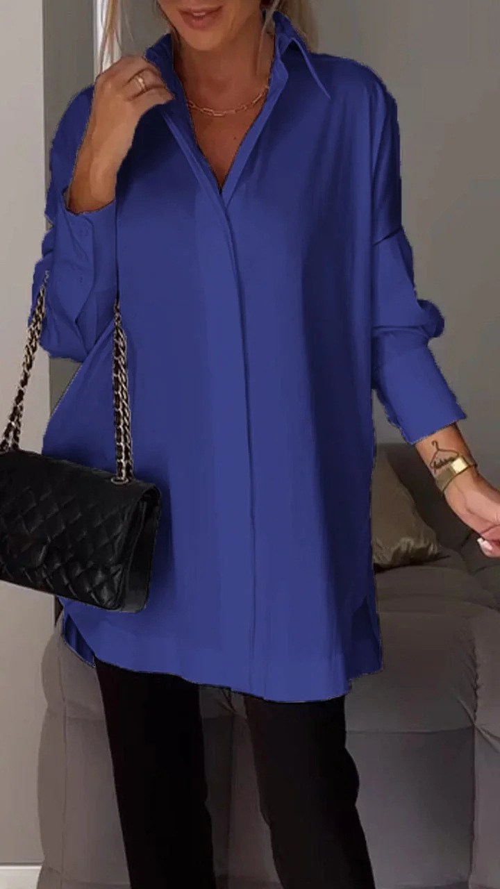 Helvia | Chemise élégante surdimensionnée à manches retroussées