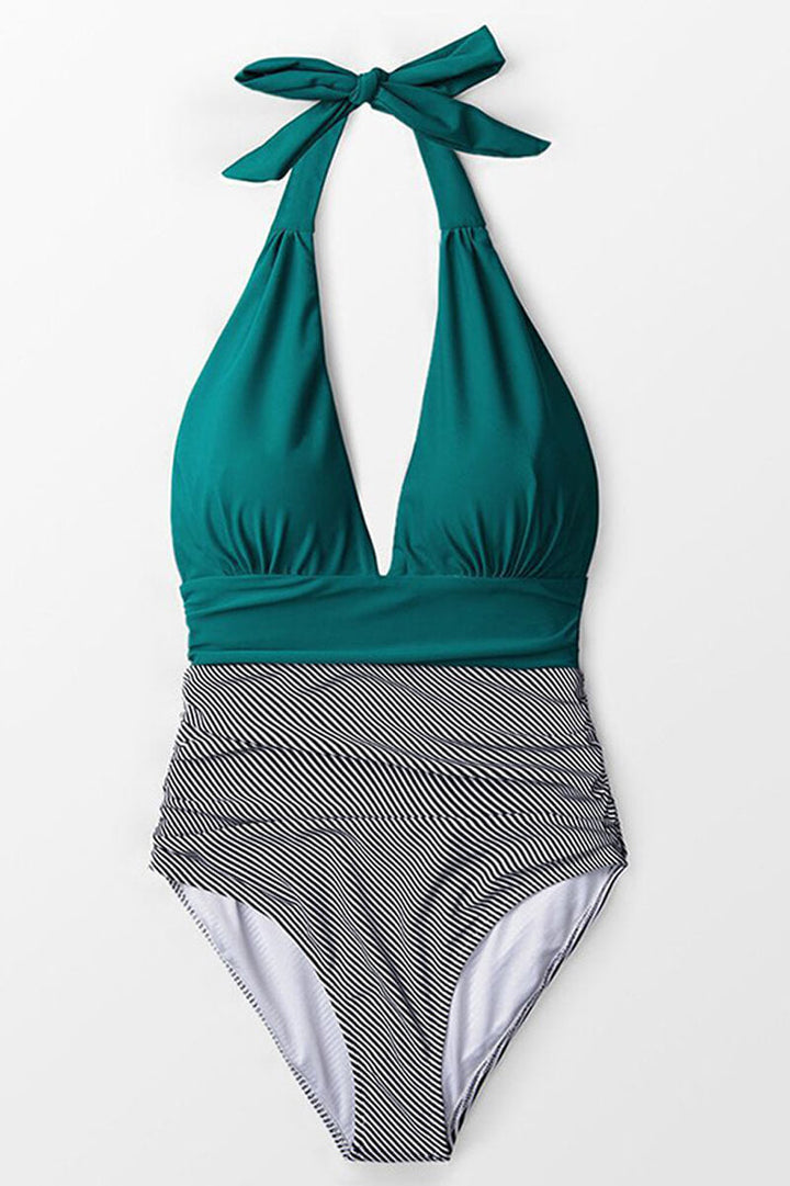Maillot de Bain Une Pièce Verano à Rayures Bicolores