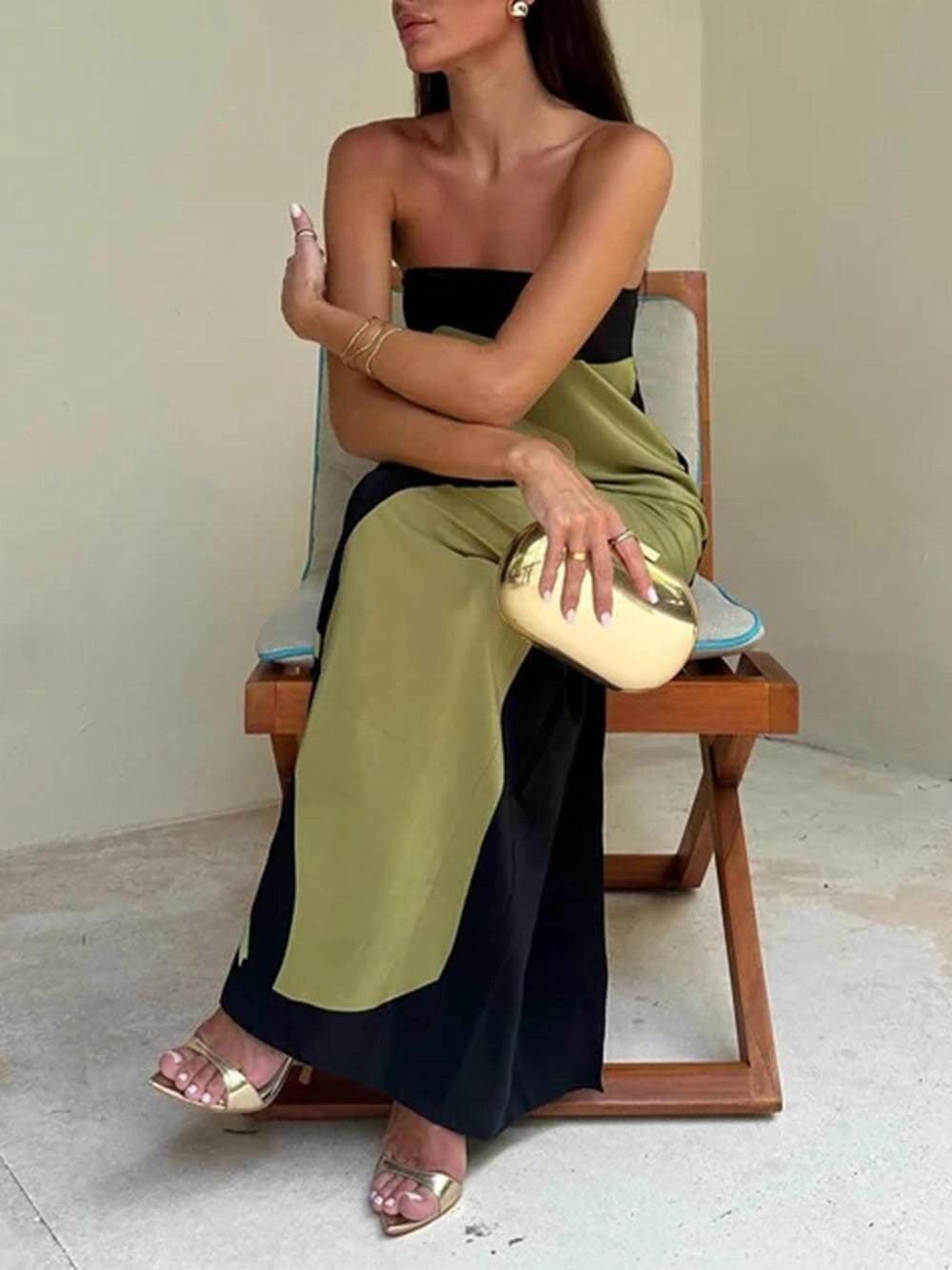 Joan | Robe de soirée maxi imprimée sans manches au style côtier