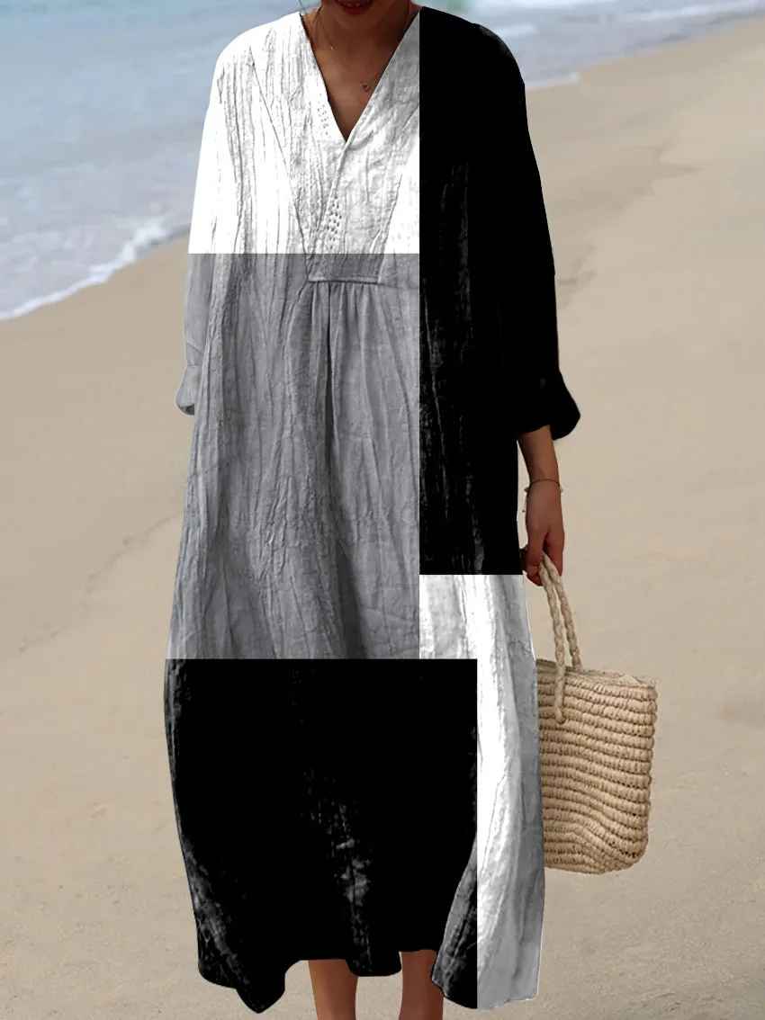 Robe Imprimée Géométrique Rétro