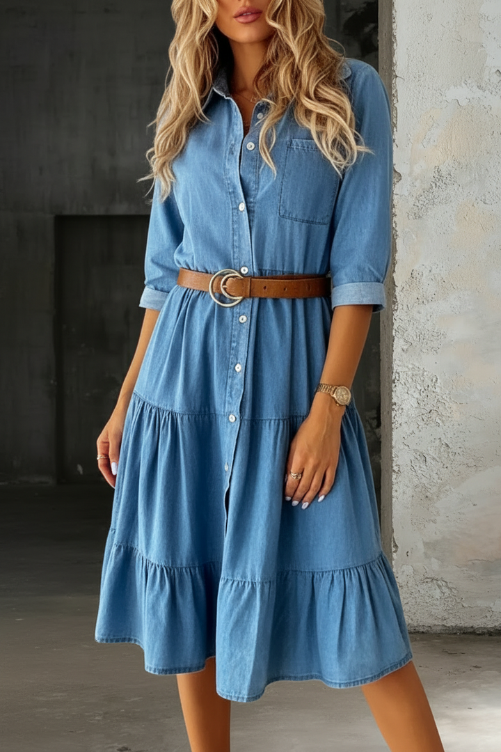 Barbara | Robe en Jean Élégante Décontractée