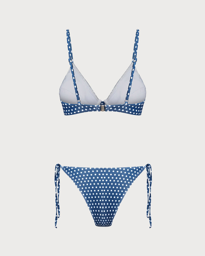 Ensemble de Bikini à Armatures à Pois Bleus