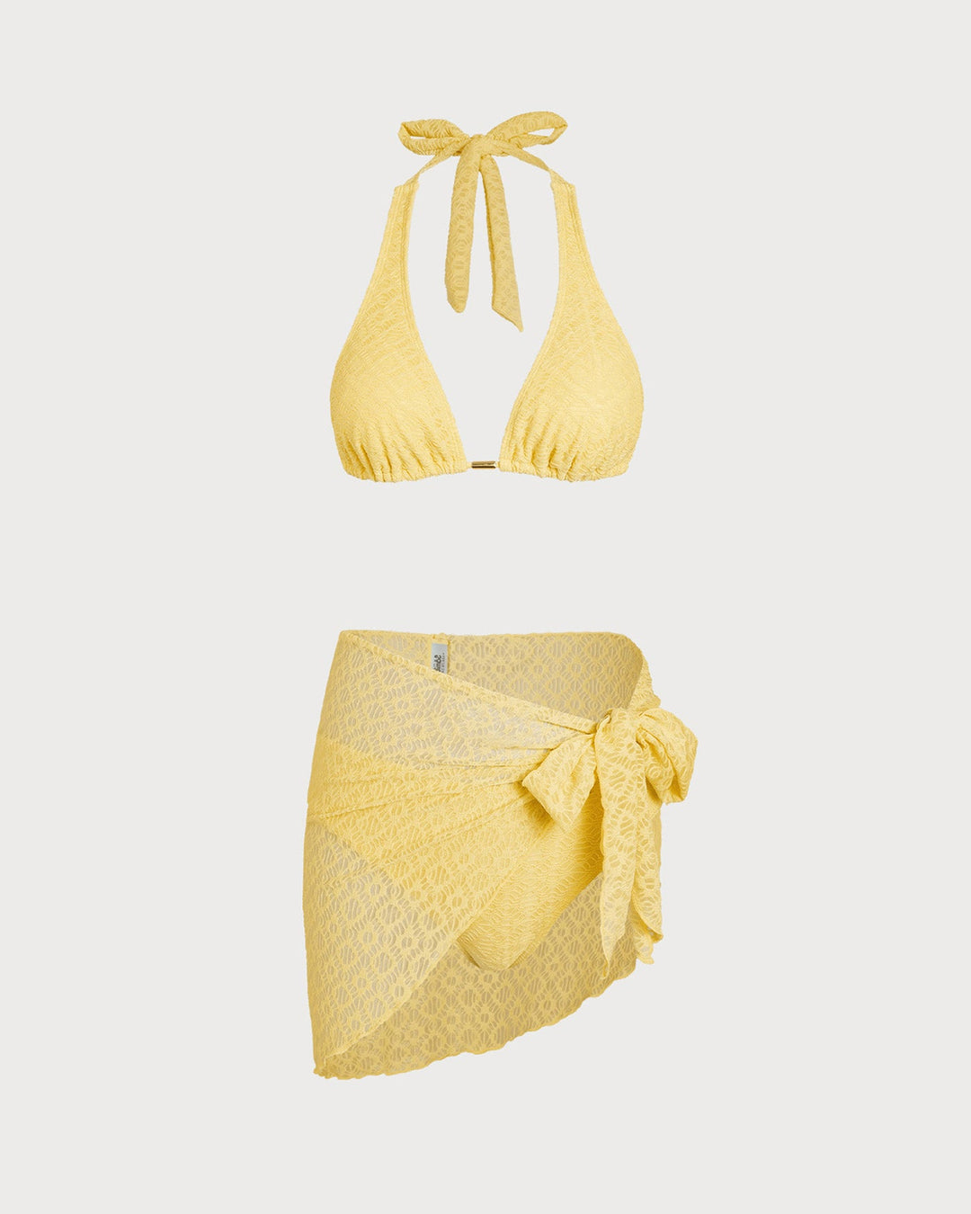 Ensemble de Bikini Texturé Jaune en Jacquard